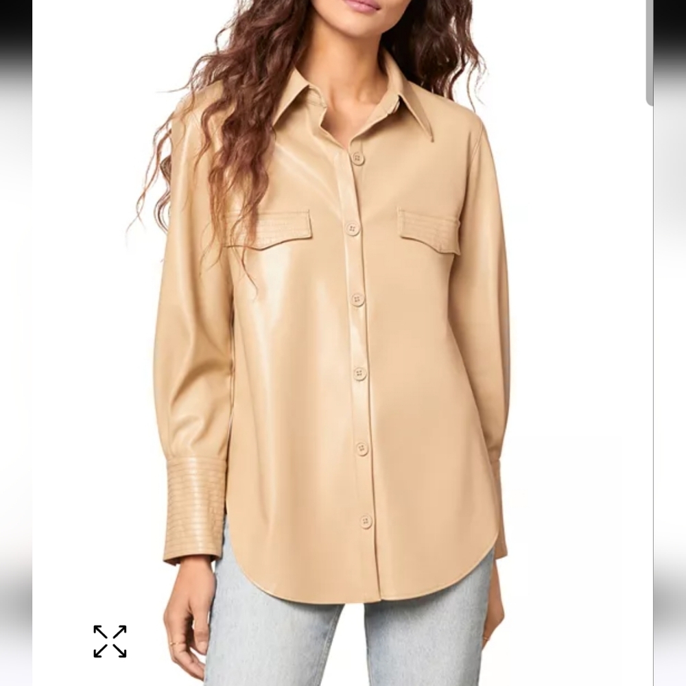 NWT BB Dakota by Steve Madden Faux Leather Shirt - Camel Beige‎ Size Medium